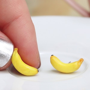 Banana Stud Earrings/Fruit Earrings/ Miniature Food Earrings/Banana Gift/ Banana Lover Gift/ Cute Earrings/Funny Earrings/Summer Earrings