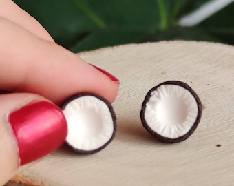 Coconut Earrings/ Coconut Stud Earrings/ Coconut Jewelry/ Beach Earrings/ Food Earrings/ Earrings For Girls / Cute Earrings/ Kawaii Earrings