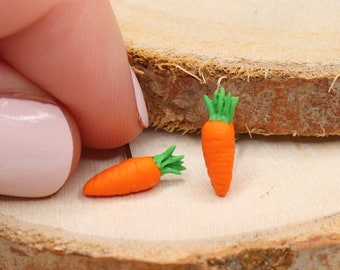 Orecchini di carota/Orecchini vegetali/Orecchini di carota/Orecchini di Pasqua/Orecchini vegani/Regalo amante della carota/Orecchini di cibo in miniatura