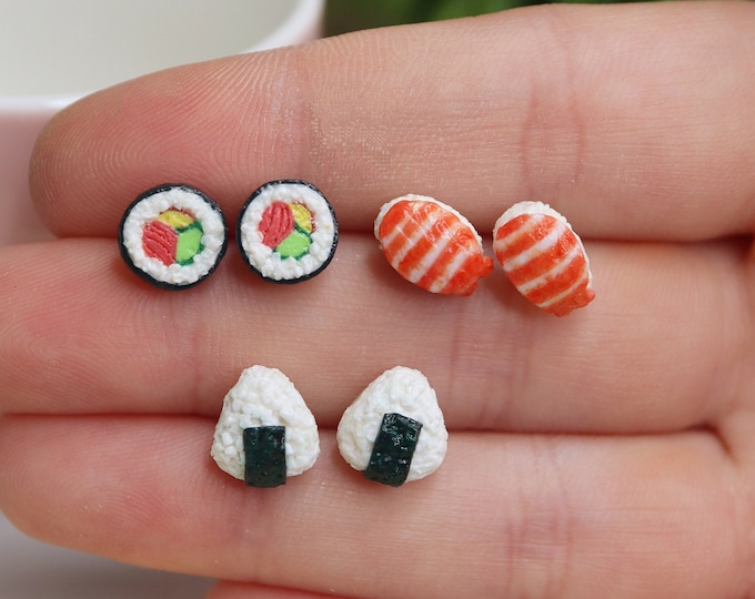 Sushi Stud Earrings: Handmade Kawaii Miniature Japanese Food Jewelry