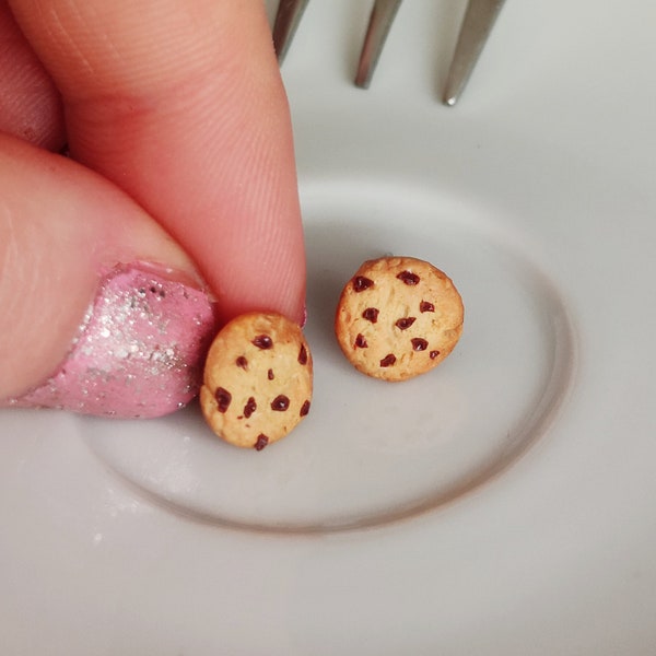Chocolate Chip Cookie Ohrringe/Cookie Ohrringe/Miniatur Essen Ohrringe/Kawaii Ohrringe/Süße Ohrringe/Cookie Schmuck/Spaß Ohrringe