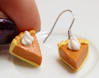 Pumpkin Pie Earrings/ Thanksgiving Earrings/ Fall Earrings/Pumpkin Pie Jewelry/Fall Autumn Gift/ Miniature Food Earrings/Thanksgiving Food