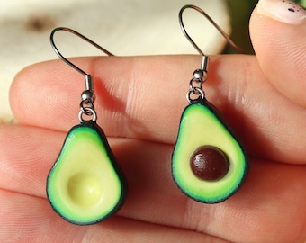 Avocado Dangle Earrings/Avocado Earrings/Miniature Food Earrings/Mismatched Earrings/Avocado Gifts /Gifts For Avocado Lovers/Kawaii Earrings