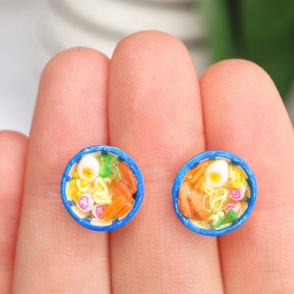 Ramen Stud Earrings/Ramen Bowl Earrings/Miniature Food Earrings/Ramen Noodle Earrings/Soup Earrings/Japanese Earrings/Anime Gift