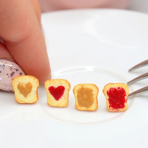 Peanut Butter And Jelly Earrings/ PB&J Sandwich Earrings/Miniature Food Earrings/Cute Earrings/Kawaii Earrings/Mismatched Earrings