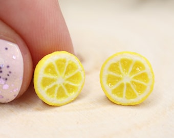 Lemon Stud Earrings/Citrus Earrings Set/Fruit Earrings/Cute Earrings/Summer Earrings/Lemon Slice Earrings/ Lemon Earrings Studs