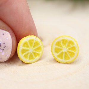Lemon Stud Earrings/Citrus Earrings Set/Fruit Earrings/Cute Earrings/Summer Earrings/Lemon Slice Earrings/ Lemon Earrings Studs
