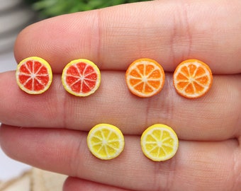 Citrus Earrings Set/Lemon Stud Earrings/Fruit Earrings/Orange Earrings/Grapefruit Earrings/Cute Earrings/Summer Earrings/Lemon Slices