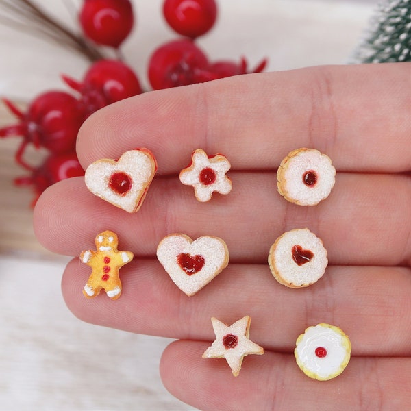 Jam Biscuit Stud Earrings/Christmas Cookie Earrings//Linzer Earrings/Jam Dodgers Earrings/Christmas Earrings/Jam Sandwich Earrings/Xmas Gift