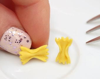 Farfalle Pasta Stud Earrings: Miniature Bow Tie Food Jewelry
