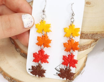 Maple Leaf Dangle Earrings: Handmade Autumn Leaves Jewelry