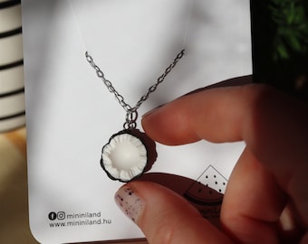 Coconut Pendant Necklace: Handmade Tropical Food Jewelry