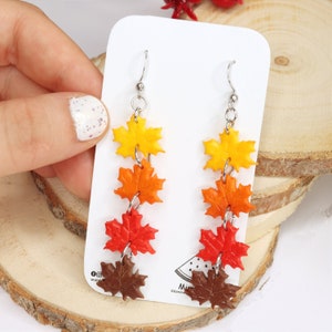 Ahornblatt Baumeln Ohrringe/ Ahorn Ohrringe/ Herbst Blatt Ohrringe/ Herbst Schmuck/Statement Ohrringe/ Herbst Geschenk Idee