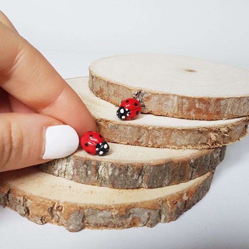 Ladybug Earrings/ Ladybird Stud Earrings/ Red Ladybug Jewelry/ Etsy