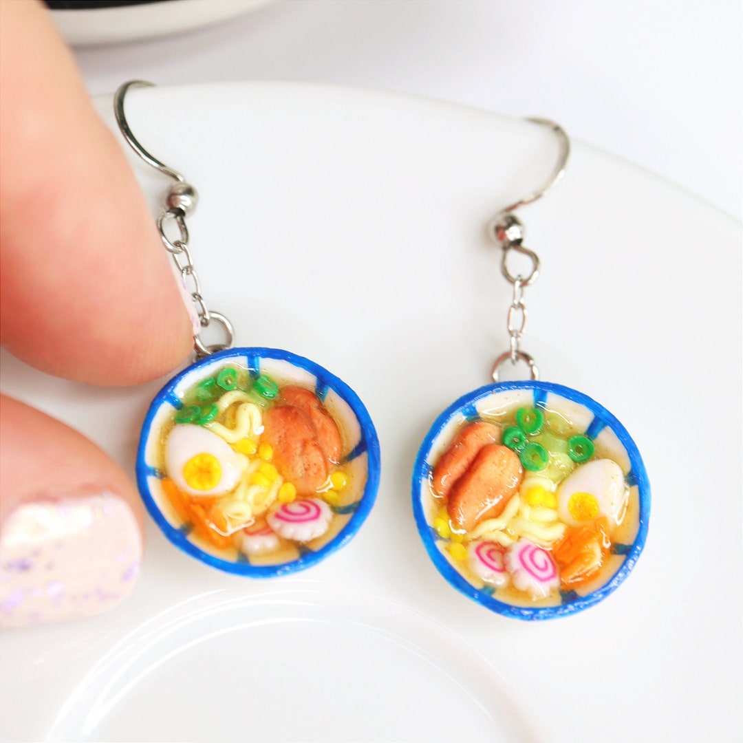 Ramen Earrings/ramen Bowl Earrings/miniature Food Earrings/ramen Noodle