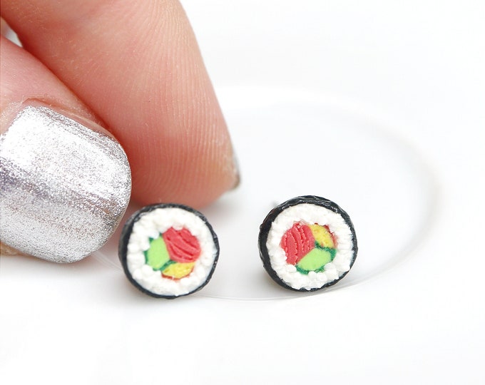 Sushi Earrings/Maki Sushi Earrings/ Sushi Jewelry/ Miniature Food Earrings/Sushi Roll/ Kawaii Earrings/ Japanese Earrings/ Cute Earrings