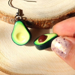 Avocado Dangle Earrings/Avocado Earrings/Miniature Food Earrings/Mismatched Earrings/Avocado Gifts /Gifts For Avocado Lovers/Kawaii Earrings image 3