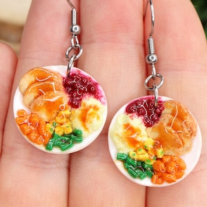 Thanksgiving Dinner Plate Earrings/Turkey Plate Earrings/Fall Earrings/Miniature Food Earrings/Thanksgiving Earrings/Thanksgiving Gift