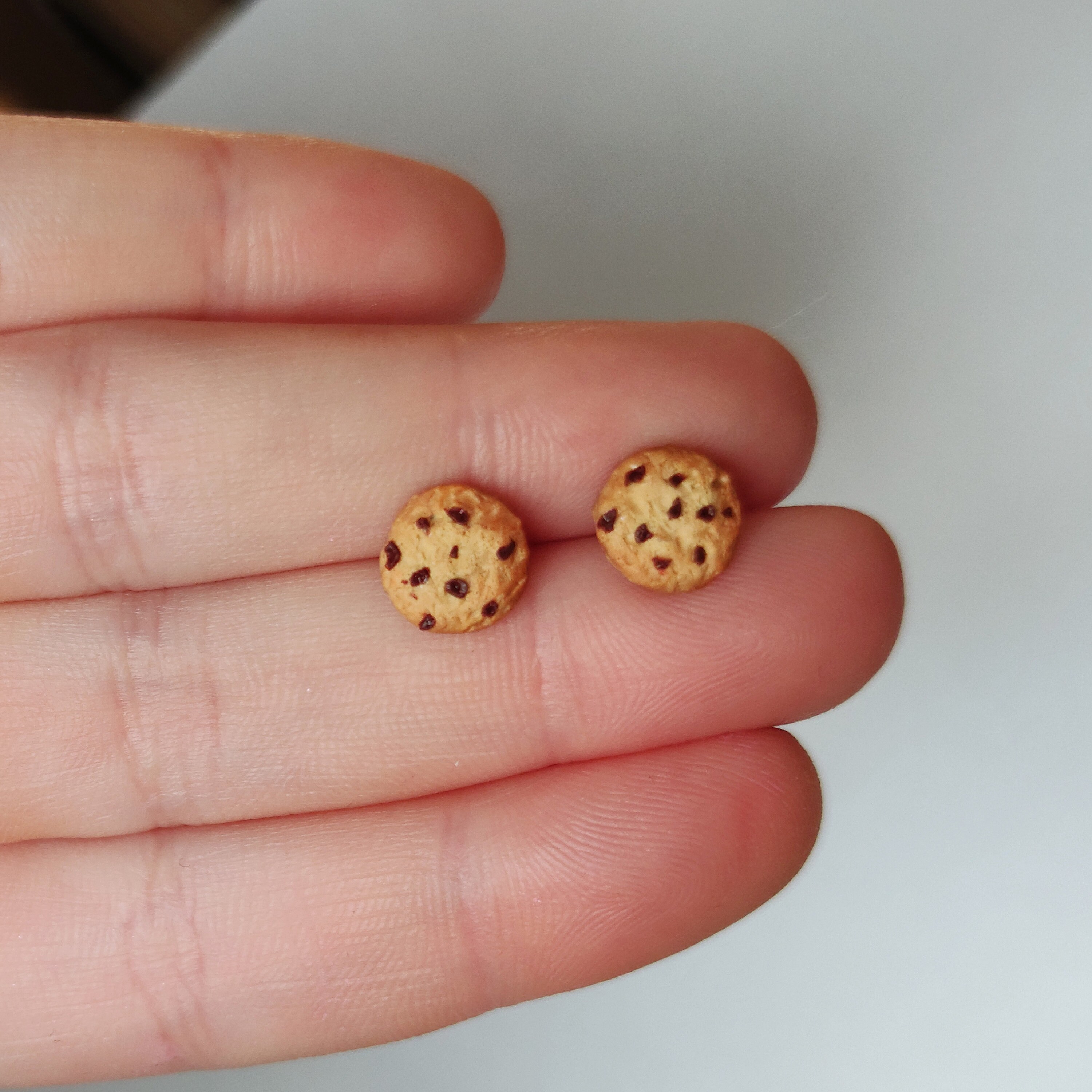 Chocolate Chip Cookie Earrings/cookie Earrings/miniature Food Etsy