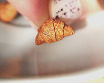 Croissant Stud Earrings: Handmade Polymer Clay Miniature Food Jewelry