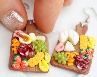 Charcuterie Board Earrings/Charcuterie Earrings/Miniature Food Earrings/Cheese Board Earrings/Fun Statement Earrings/Charcuterie Gift