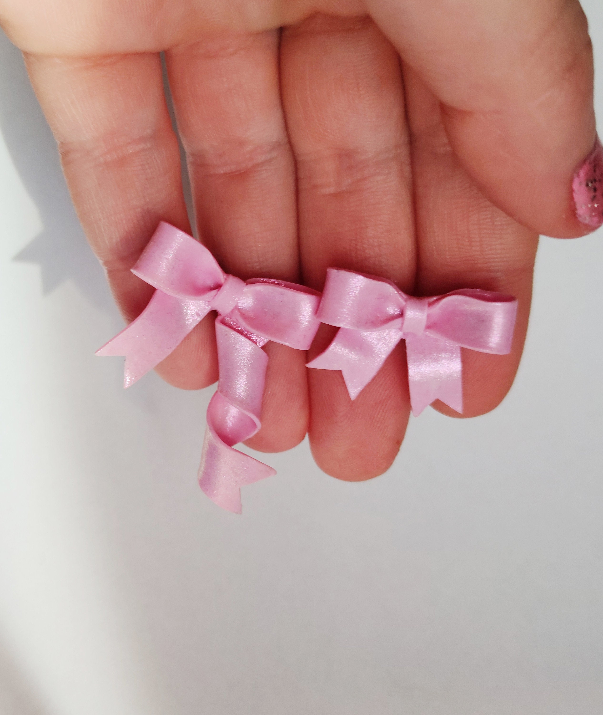 ◇Monday Edition◇ PINK PULL BOW EARRINGS Mismatched Pink Bow Stud Earrings: Handmade Kawaii Ribbon