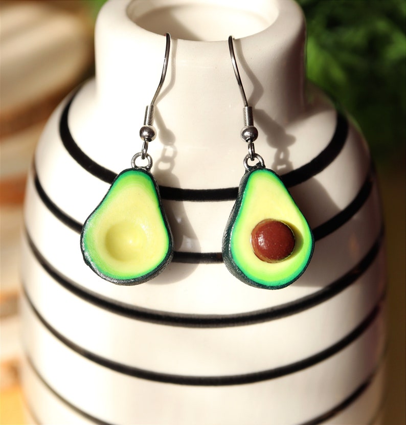 Avocado Dangle Earrings/Avocado Earrings/Miniature Food Earrings/Mismatched Earrings/Avocado Gifts /Gifts For Avocado Lovers/Kawaii Earrings image 5