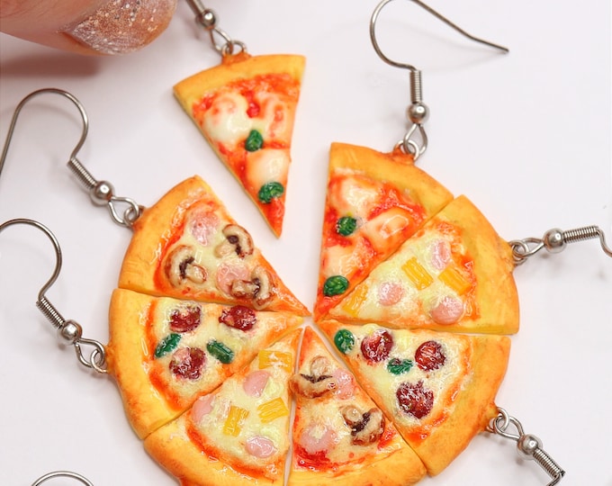 Pizza Slice Dangle Earrings: Handmade Miniature Food Jewelry
