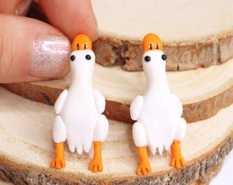Ganzenoorbellen: handgemaakte polymeerklei dierensieraden van Cottagecore