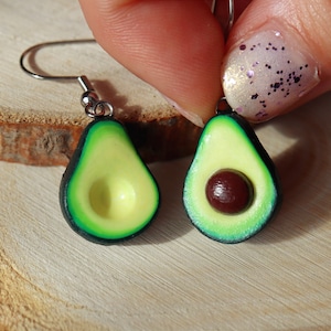 Avocado Dangle Earrings/Avocado Earrings/Miniature Food Earrings/Mismatched Earrings/Avocado Gifts /Gifts For Avocado Lovers/Kawaii Earrings image 2