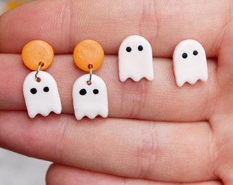 Tiny Ghost Earrings/Halloween Earrings/Autumn Fall Earrings/Clay Ghost Earrings/Minimalist Ghost/Cute Ghost/Halloween Jewelry/Halloween Gift