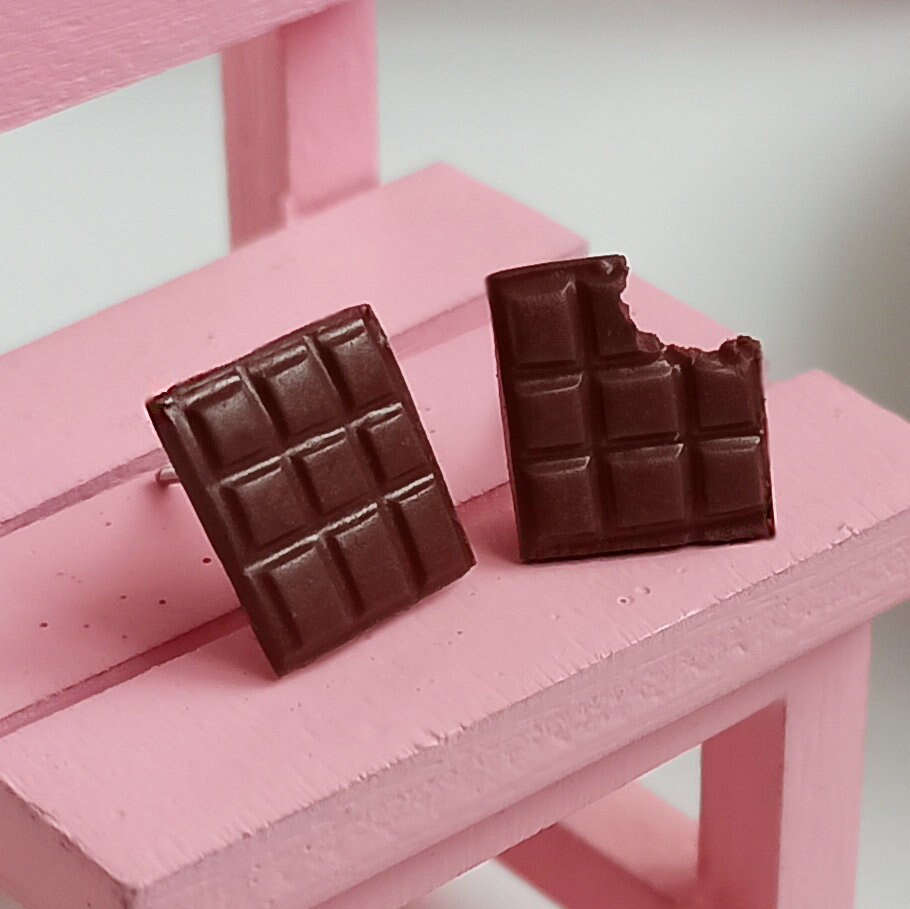 Milk Chocolate Bar Stud Earrings/ Cute Food Earrings/ Candy Etsy