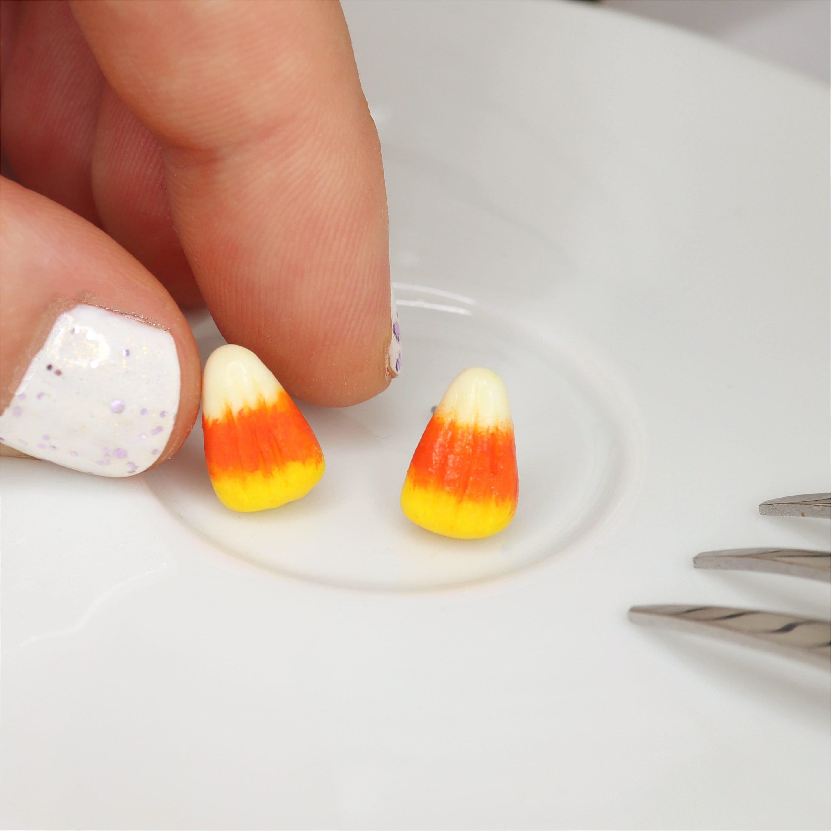 Candy Corn Stud Earrings/Halloween Earrings/Fall Earrings/ Autumn Earrings/Halloween Jewelry/Candy Earrings/Food Earrings/Funny Earrings
