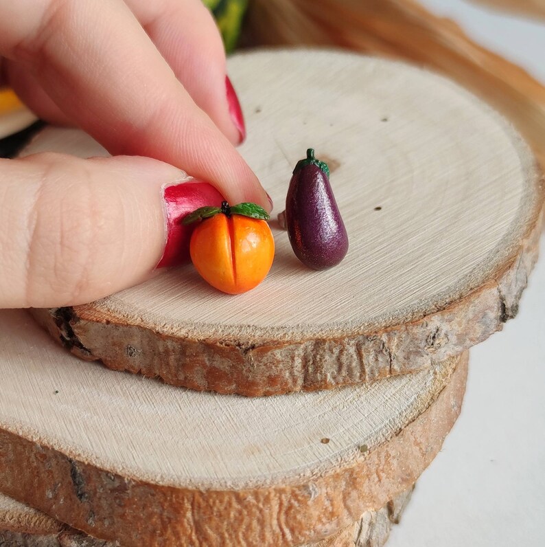 Peach and Eggplant Stud Earrings/ Emoji Earrings/ Funny Etsy