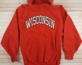 VTG 00S Nike Wisconsin Badgers Center Swoosh Hoodie Sweatshirt