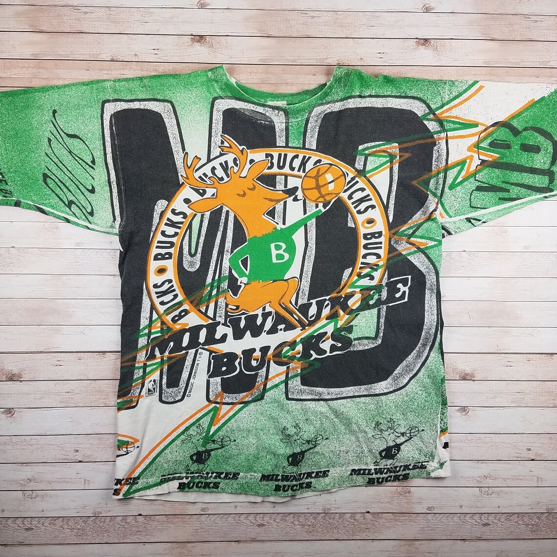 Vintage 1990s Milwaukee Bucks NBA Basketball AOP All Over Etsy