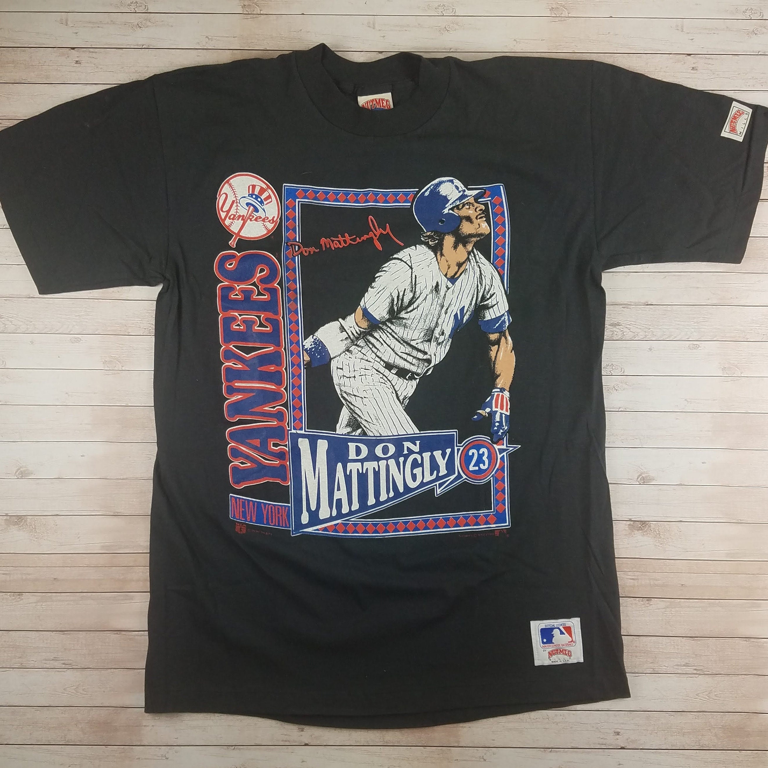Vintage All Sport MLB Don Mattingly New York Yankees T-Shirt White L Tee USA