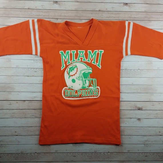 Vintage 1980s Miami Dolphins NFL Football Logo 7 V-Ne… - Gem