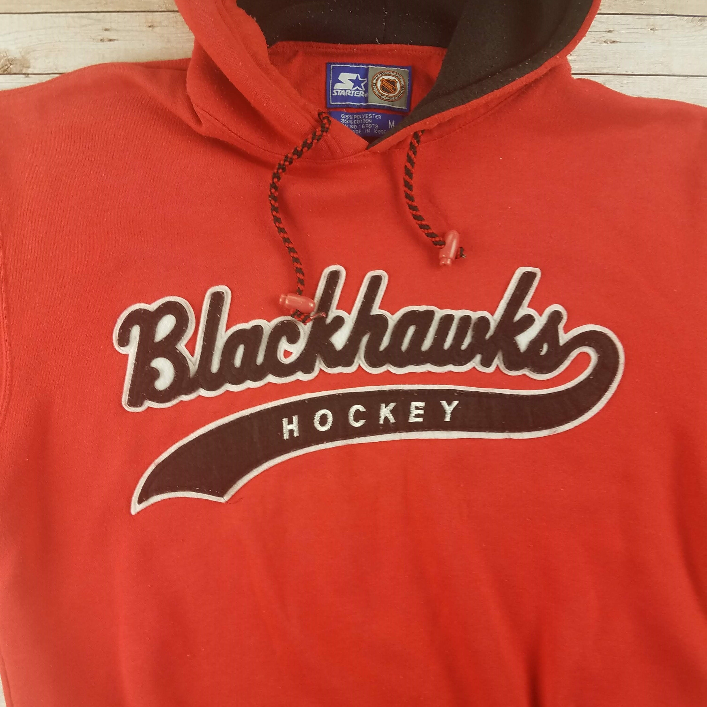 Chicago Blackhawks Old Time Hockey Embroidered Sewn Patch Hoodie Sweatshirt  Med