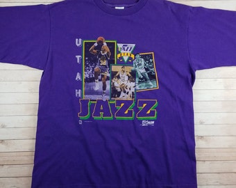 Vintage NBA (Salem) - Grey Utah Jazz 32 Single Stitch T-Shirt