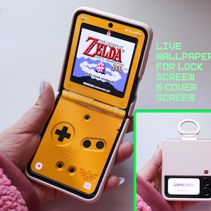 Fondo de pantalla de Gameboy en vivo de consola de juegos retro para teléfonos Samsung Z Flip, protector de pantalla y pantalla de cubierta