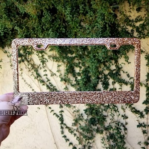 Bright gold glittered license plate frame| Custom license plate frame| Cute car accessories| Car accessories for women