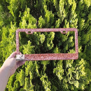 Bright copper glittered license plate frame| Custom license plate frame| Cute car accessories| Car accessories for women