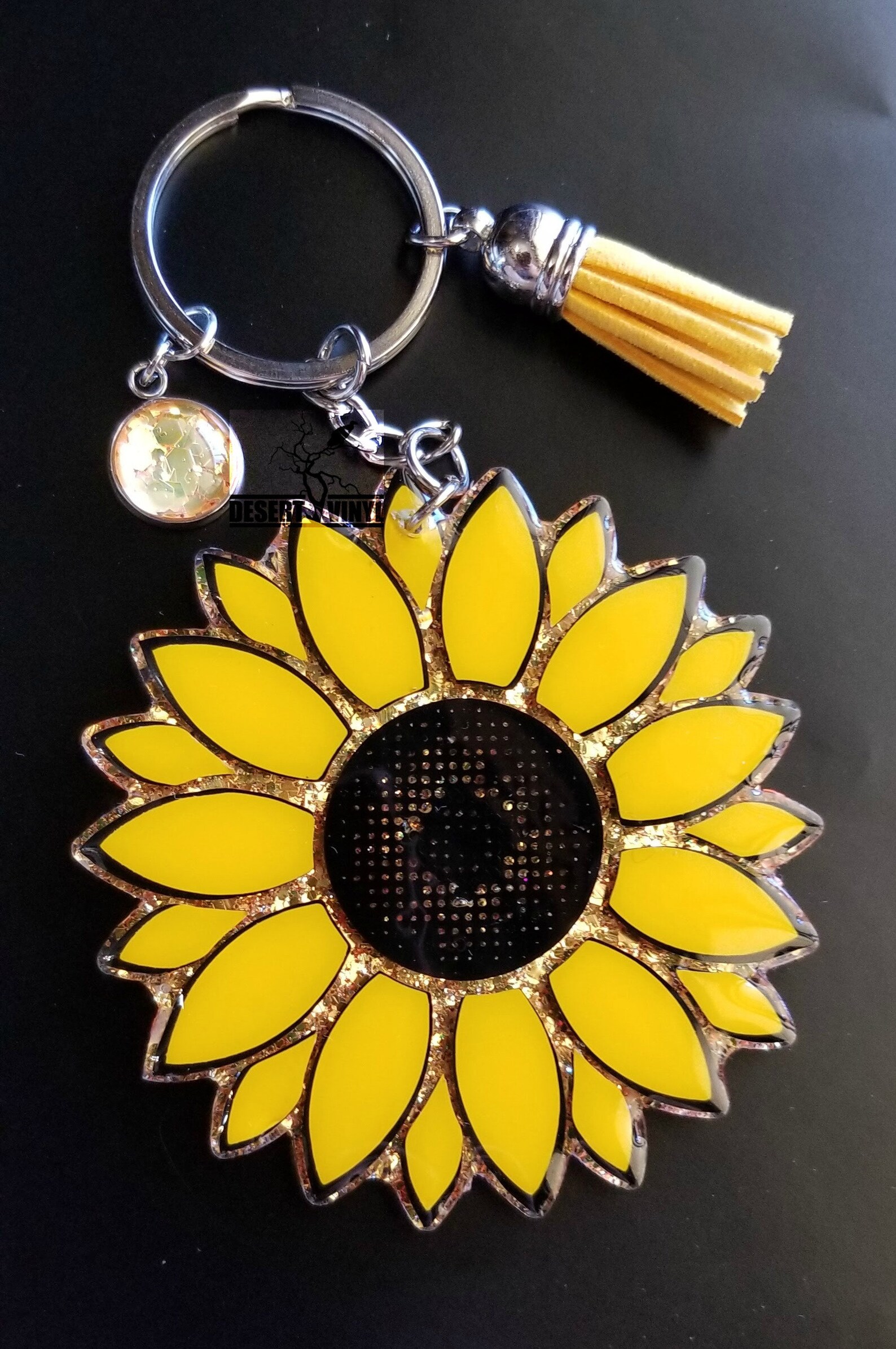 Sunflower keychain. acrylic keychain. cute key holder. Etsy