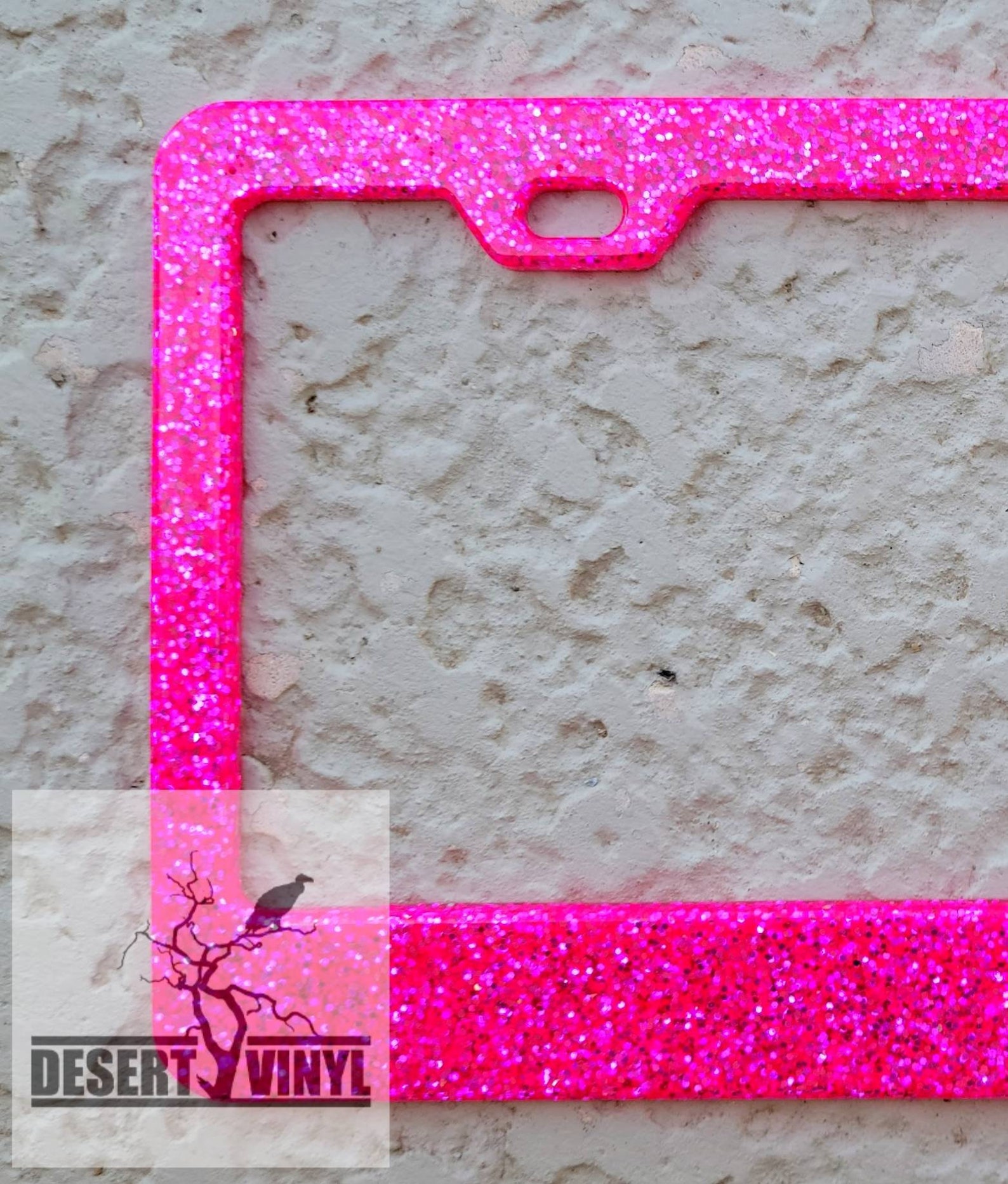 Bright hot pink glittered license plate frame Custom license Etsy