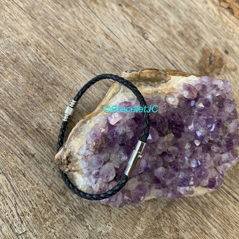 3mm Leather Braided Bracelet with Stainless Steel Secure Magnetic Clasp-Men/'s Bracelet-Women/'s Bracelet-Yoga Jewelry-Unisex jewelry gift.