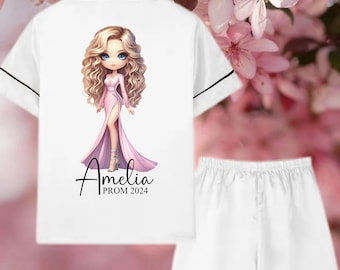 Personalized Satin Short Pajamas: Prom, Bridal Party Gift