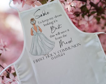 Childs Apron, First Holy Communion Apron, Personalised Communion Gift, Confirmation Apron, To Keep My Dress Looking It's Best.