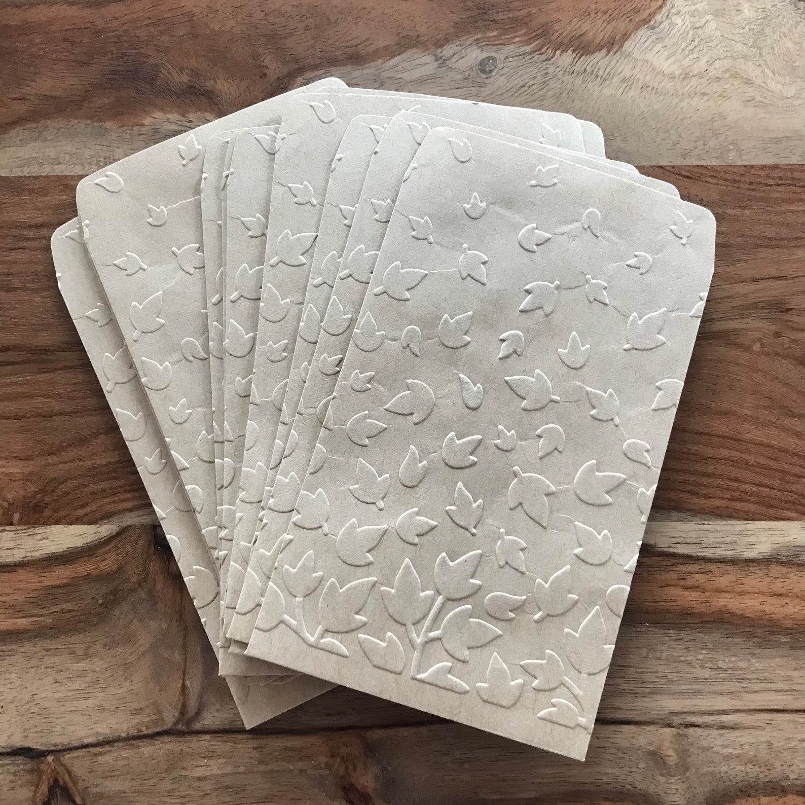 12 Small Brown Paper Embossed Envelopes Kraft Paper Etsy