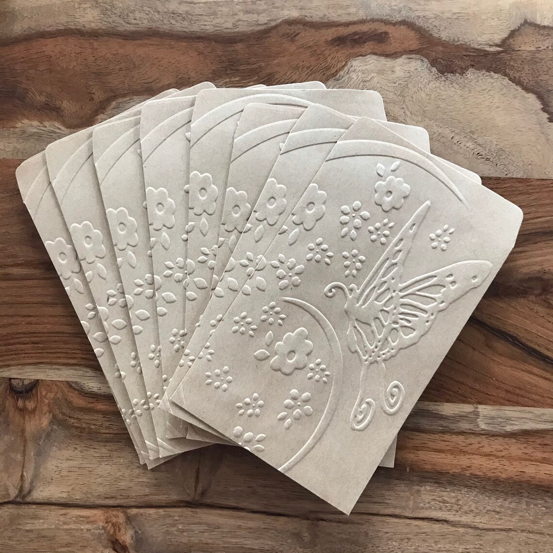 12 Small Brown Paper Embossed Envelopes Kraft Paper Etsy